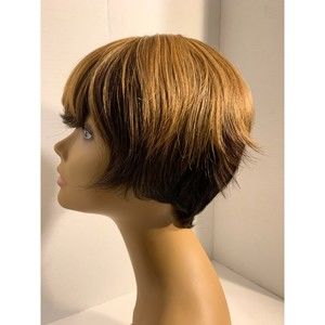 NEW 3-tone Honey Blonde/ Dark Brown/2B Short Pixie Cut Wig
